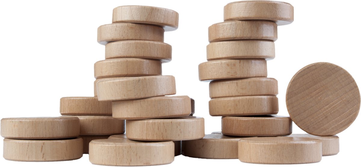 Sjoelschijven Beukenhout Groot – Set van 30 Hol Gedraaide Schijven Ø 52 mm – Voor Sjoelbakken, Recreatie & Wedstrijden – Longfield