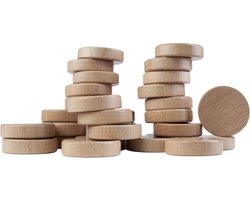 Sjoelschijven Beukenhout Groot – Set van 30 Hol Gedraaide Schijven Ø 52 mm – Voor Sjoelbakken, Recreatie & Wedstrijden – Longfield Games