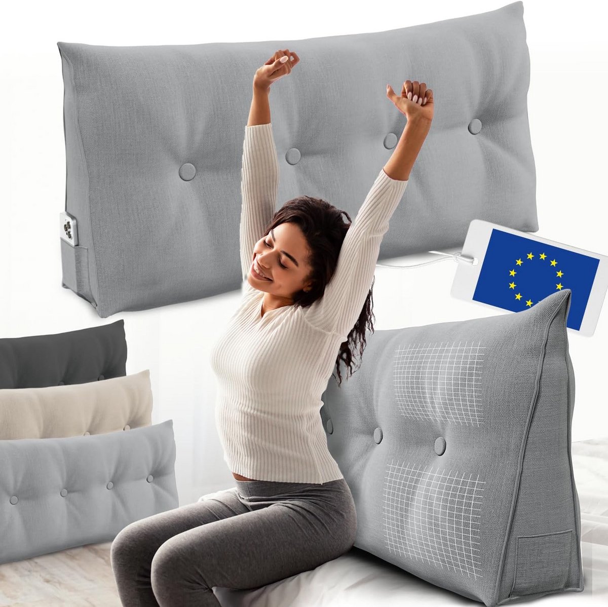Extra Breed Rugkussen 120 cm - Comfortabel Hoek- en Steunkussen voor Bed en Bank