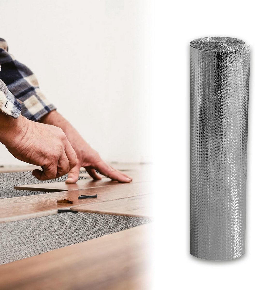 Aluminium Isolatiefolie 0,6 x 10m - Luchtkussenfolie voor Warmte- en Geluidsisolatie