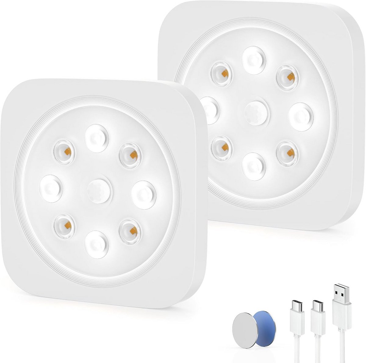 Draadloze led-kastlamp 1200 mAh 6500 K met bewegingsmelder 2 stuks
