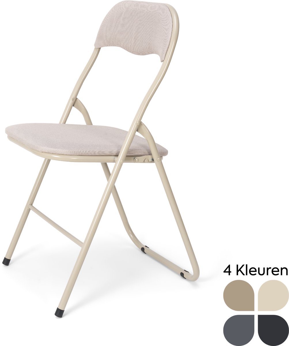 Trendy Meije® Nova Klapstoel - Beige - Linnen - Inklapbaar - Zithoogte 45 cm - Opvouwbare Stoelen - Vouwstoel