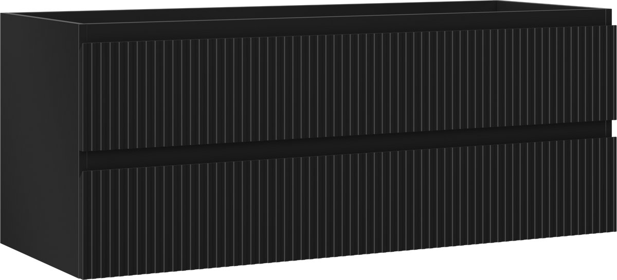 Mexen Rivel badkamerkast onder wastafel 120 cm, 2 lades, gegroefd, zwart mat - 91A20-12047-2-BFF71
