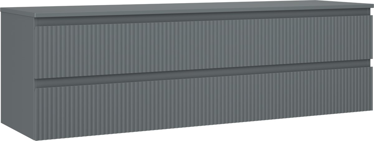 Mexen Rivel badkamerkast onder wastafel 160 cm met blad, 2 lades, gegroefd, grafiet mat - 91A20-16047-2-BFFC66