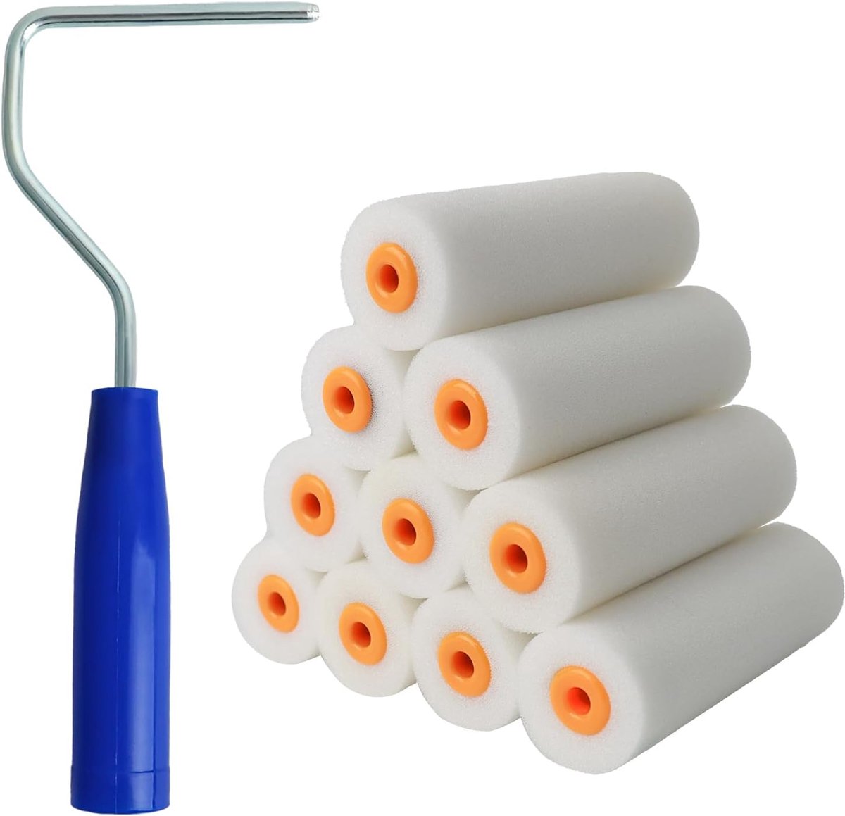 Imperatoris - Verfrollers Schuim - Sponsrollers voor Kinderen en Hobby - Voor Acrylverf en Stencils - Schilderen - 4 Inch - 10 Rol met 1 Rollend Frame
