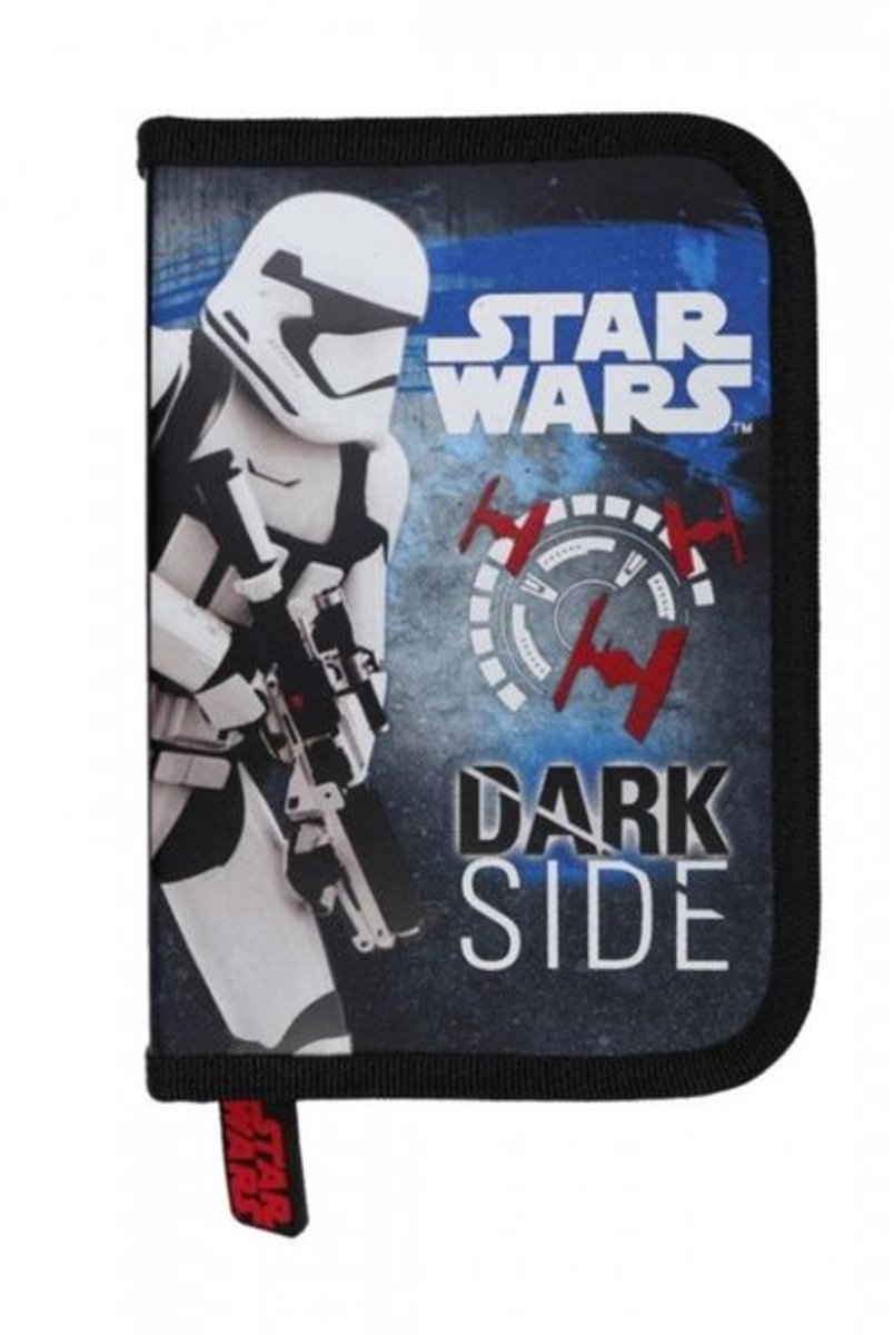 St.Majewski Star Wars etui zonder accessoires - 1 rits - 2 verlengstukken - zwart met blauw - Dark Side opvouwbaar