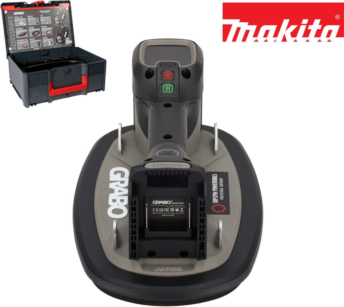 Grabo Pro Brushless in Koffer - met Makita 18V Accu aansluiting - 120 kg hefvermogen