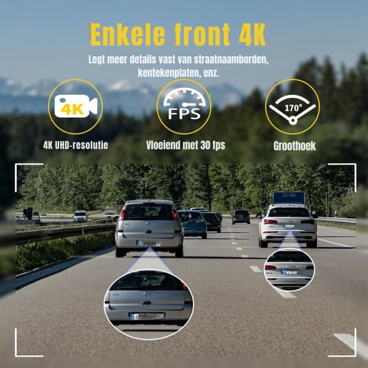 Quvo® Dual Dashcam - Dashcam Voor Auto 1080p - Voor en Achter Camera – Auto Camera - G-Sensor - App Bediening – Parkeermodus - Zwart - 10cm x 4cm x 4cm – foto 3