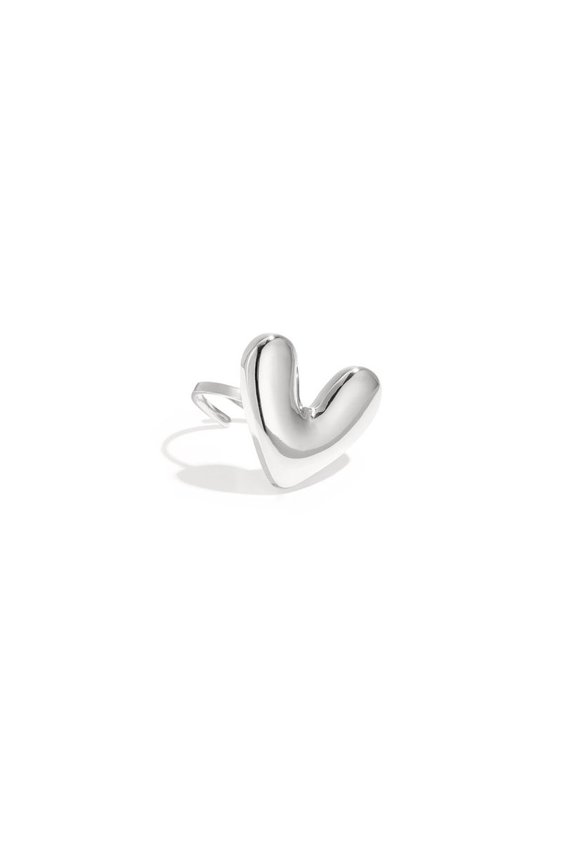 Funky hart ring zilver