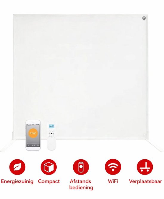 Quality Heating Infrarood paneel QH-SP - 60 x 60 cm - 450 Watt - Geïntegreerde thermostaat - Smart Home Wifi - Inclusief voetjes - Verplaatsbaar - Lichtgewicht