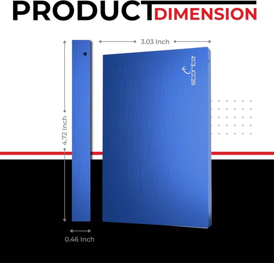 2,5 inch draagbare externe harde schijf 120 GB - Ultradunne HDD back-upopslag met USB 3.0 - Snelle gegevensoverdracht voor PC, Mac, Windows, gaming, laptop en desktop - Blauw van Merkloos — afbeelding 5