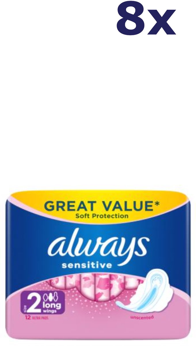 Always Sensitive Maandverband Ultra Long - 8x12st - Voordeelverpakking