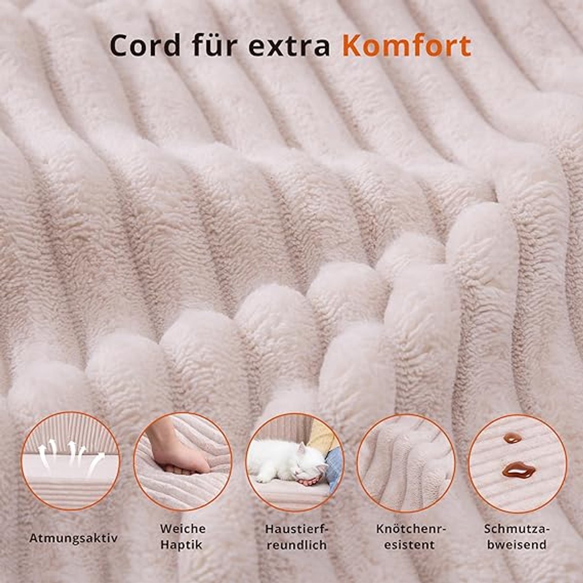 Slaapbank 2-Zits Inklapbaar Boneless Corduroy en Schuim – Compacte Woonkamer Bank met Slaapfunctie, 153 x 267 cm, Inclusief Kussens en Zijzakken – Pauwhome Beige