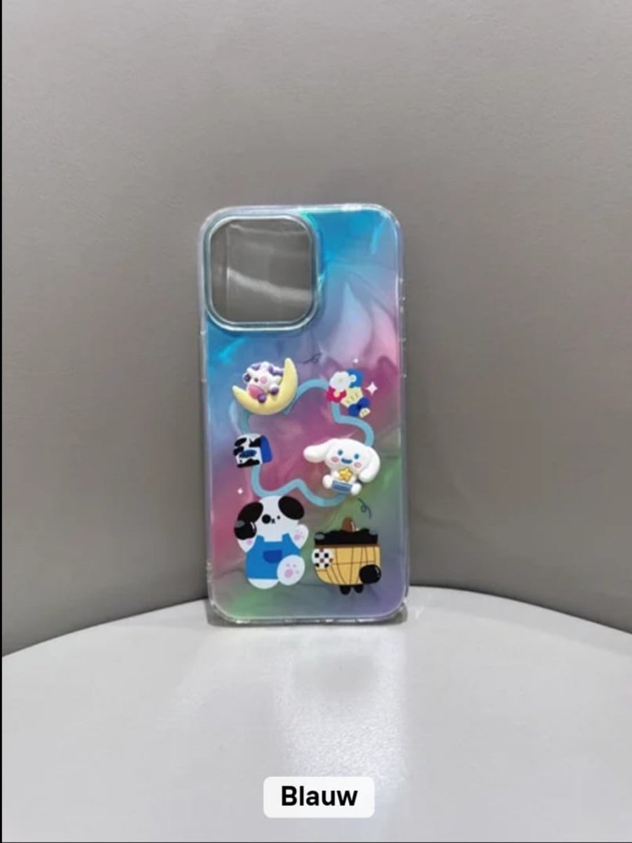 Trendy iPhone 17 Telefoonhoes 3D Decoratie – Blauw