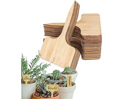 Plantenlabels - Plantetiketten - 50 tuinlabels - Handgeschreven bordjes - Kwekerijlabels - T-vormige plantenlabels - Plantenlabels voor tuinen, moestuinen en kwekerijen - 10*5 cm - Hout