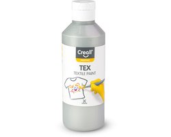 Creall Tex - Textiel- & Stoffenverf - Zilver - 250ml - Machine wasbaar na fixatie - Voor T-shirts, jeans, schoenen, stoffen tassen, meubels en auto-interieurs/hemelbekleding - Gemaakt in NL - Glutenvrij