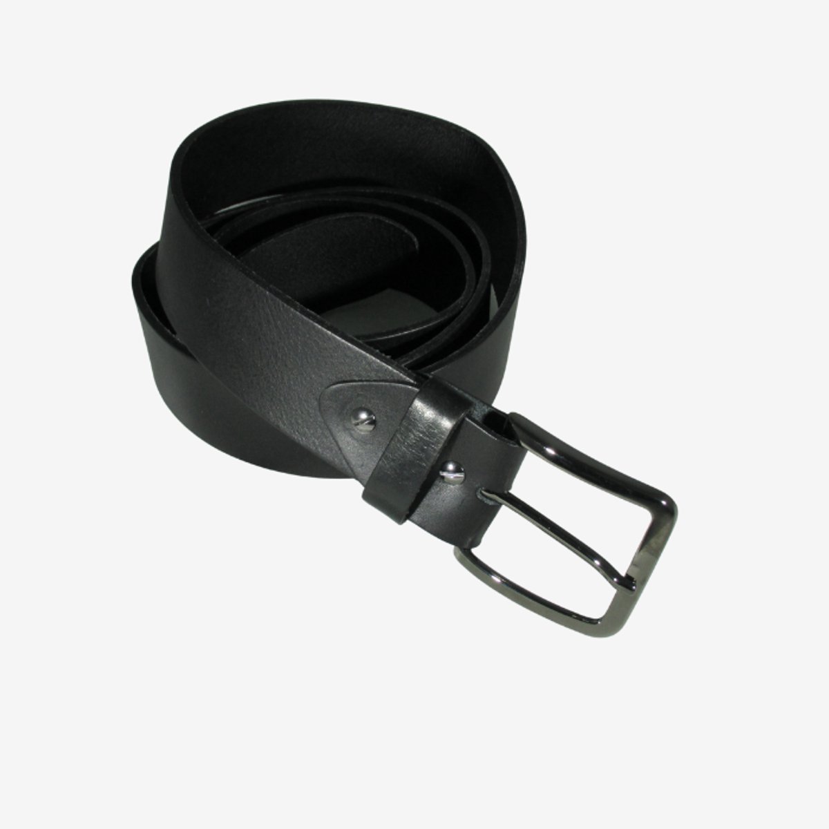 Missouri - Handgemaakte heren riem - Italiaans leer - Zwart - Italiaanse gesp Nikkel Satin - Hoogte 3.8 cm - Maat 105