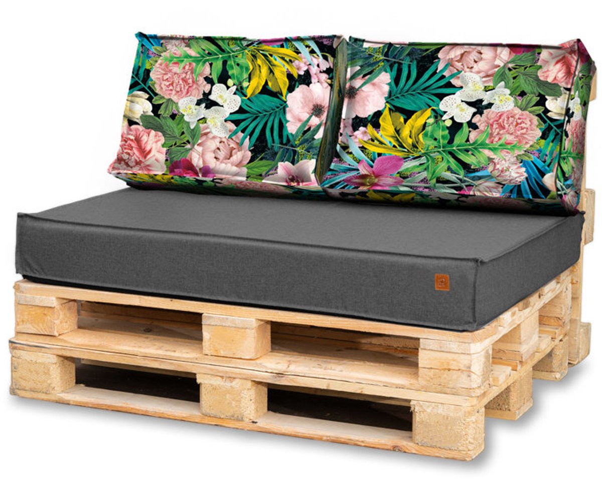 Blomster Outdoor - Tuinkussens Set voor Palletmeubels - Waterafstotend - Europallet - 120x80x15 cm
