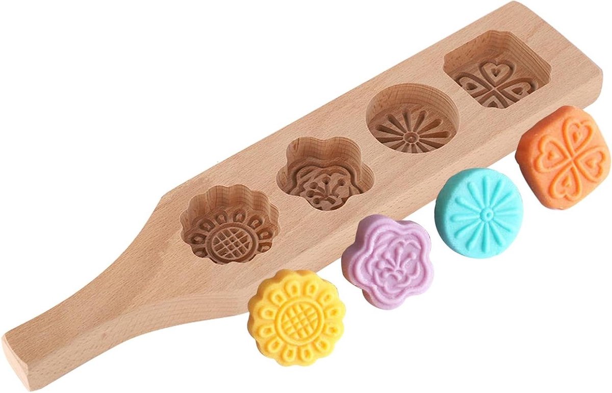 Mooncake schimmel - Houten bakvorm voor bloemvormige koekjes en Muffin Moon Pies.
