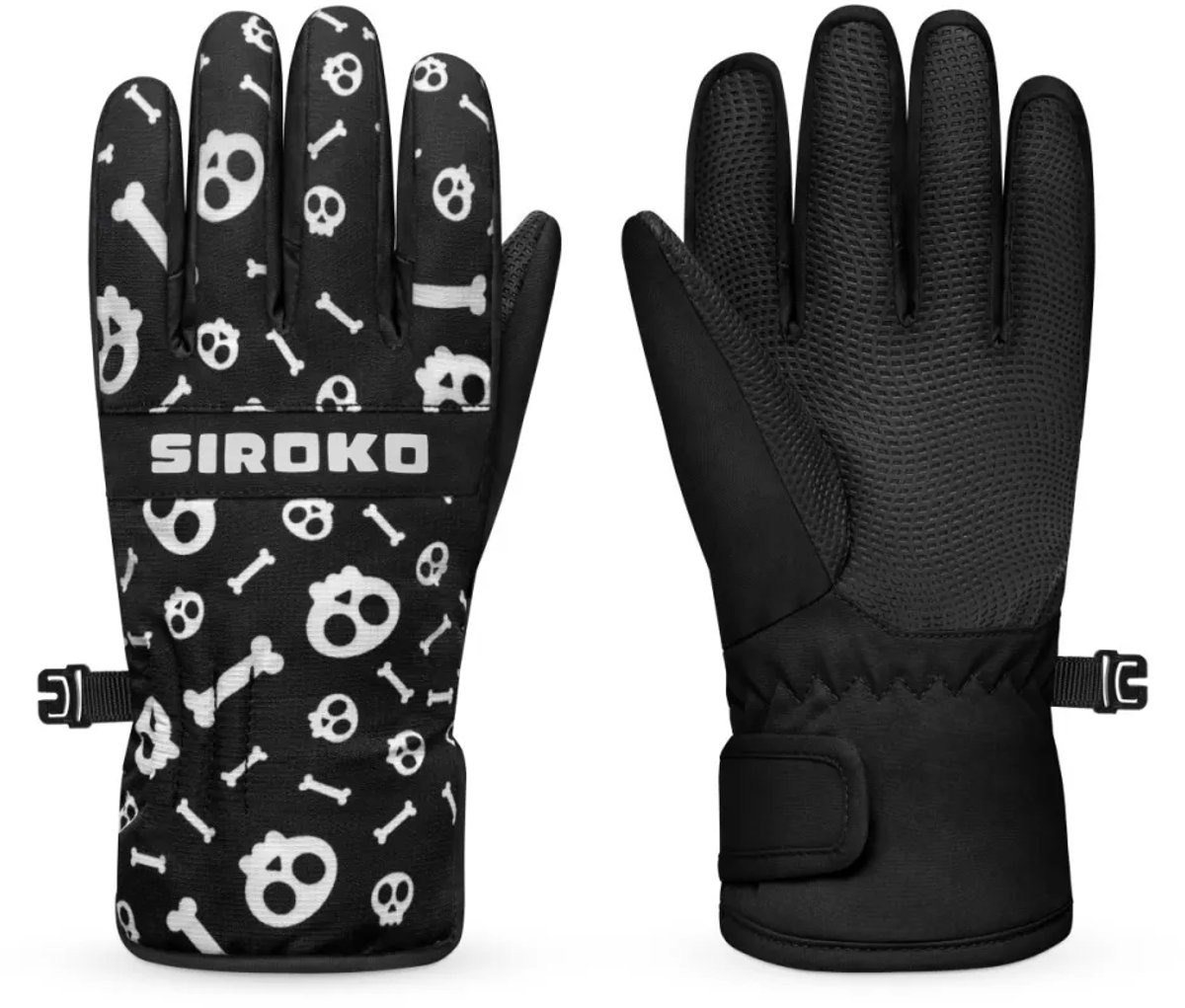 Siroko Skull Handschoenen 11- Years Jongens Meisjes Zwart