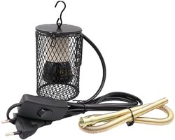 Warmtelamp voor Reptielen - Keramische Warmtebron - Winterverwarmingsaccessoires - met Beschermkooi - Geschikt voor Reptielen, Schildpadden, Vogels, Kameleons - 100W - Zwart
