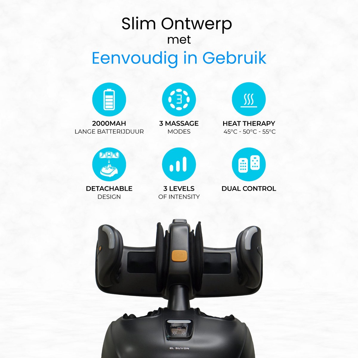 El Suvon Shiatsu Voetmassage Apparaat - Beenmassage - Luchtcompressie & Infrarood Warmte - Zwart thumbnail 6