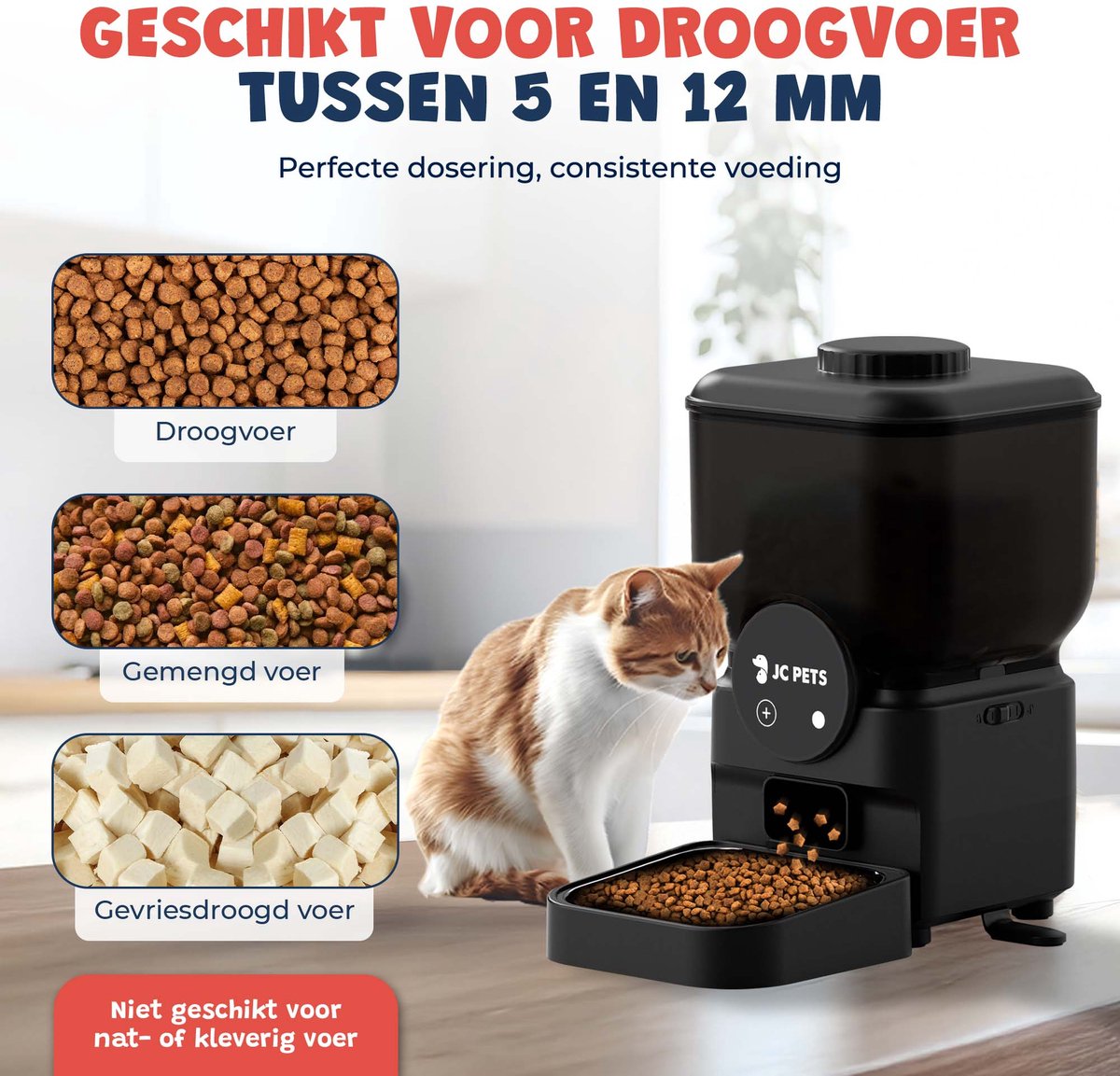 JC Pets Draadloze Automatisch Voederbak voor Kat en Hond - Voerbak dispenser 6,5L - Oplaadbare Voerautomaat voor Katten en Honden - Automatische Voerdispenser met App & Wifi – Mat Zwart thumbnail 5