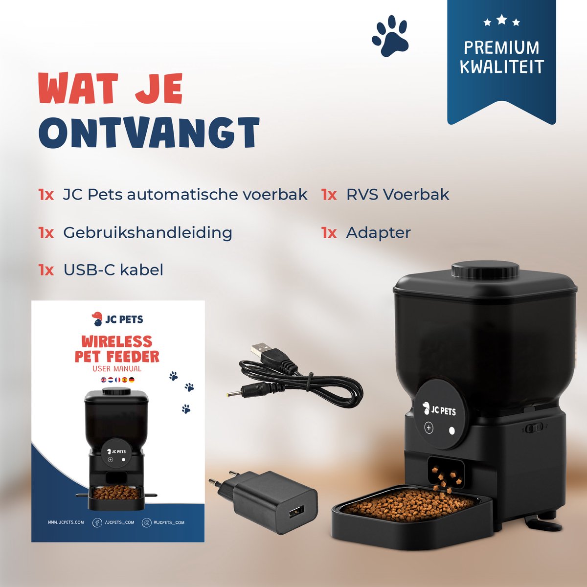 JC Pets Draadloze Automatisch Voederbak voor Kat en Hond - Voerbak dispenser 6,5L - Oplaadbare Voerautomaat voor Katten en Honden - Automatische Voerdispenser met App & Wifi – Mat Zwart thumbnail 7