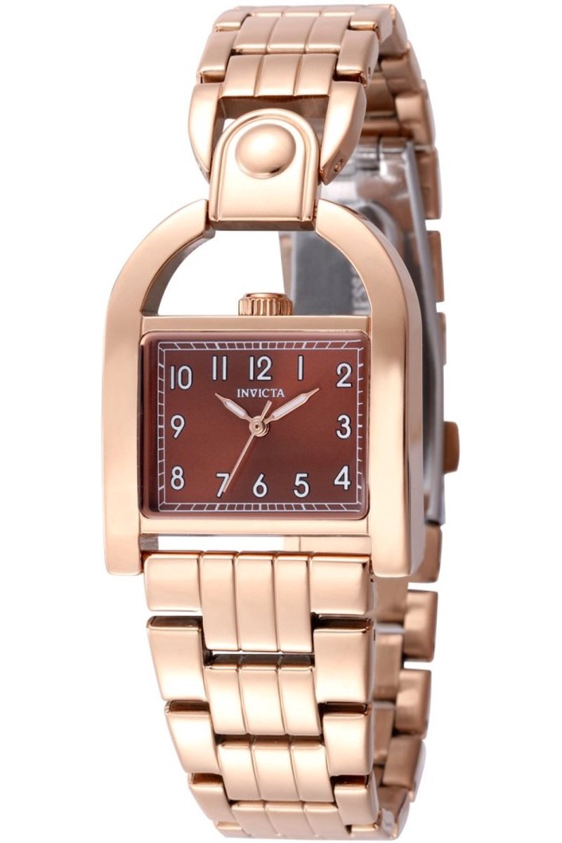 Invicta Wildflower 49593 Dames Horloge - Waterdicht - Analoog - Quartz Uurwerk - Roestvrij Staal met bruine Wijzerplaat - 28mm