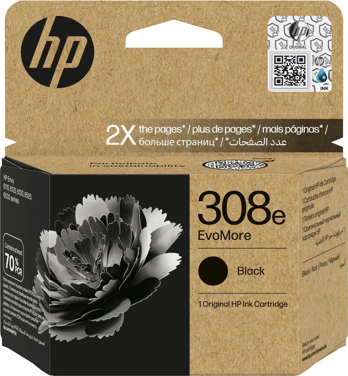 HP 308e EvoMore originele zwarte inktcartridge