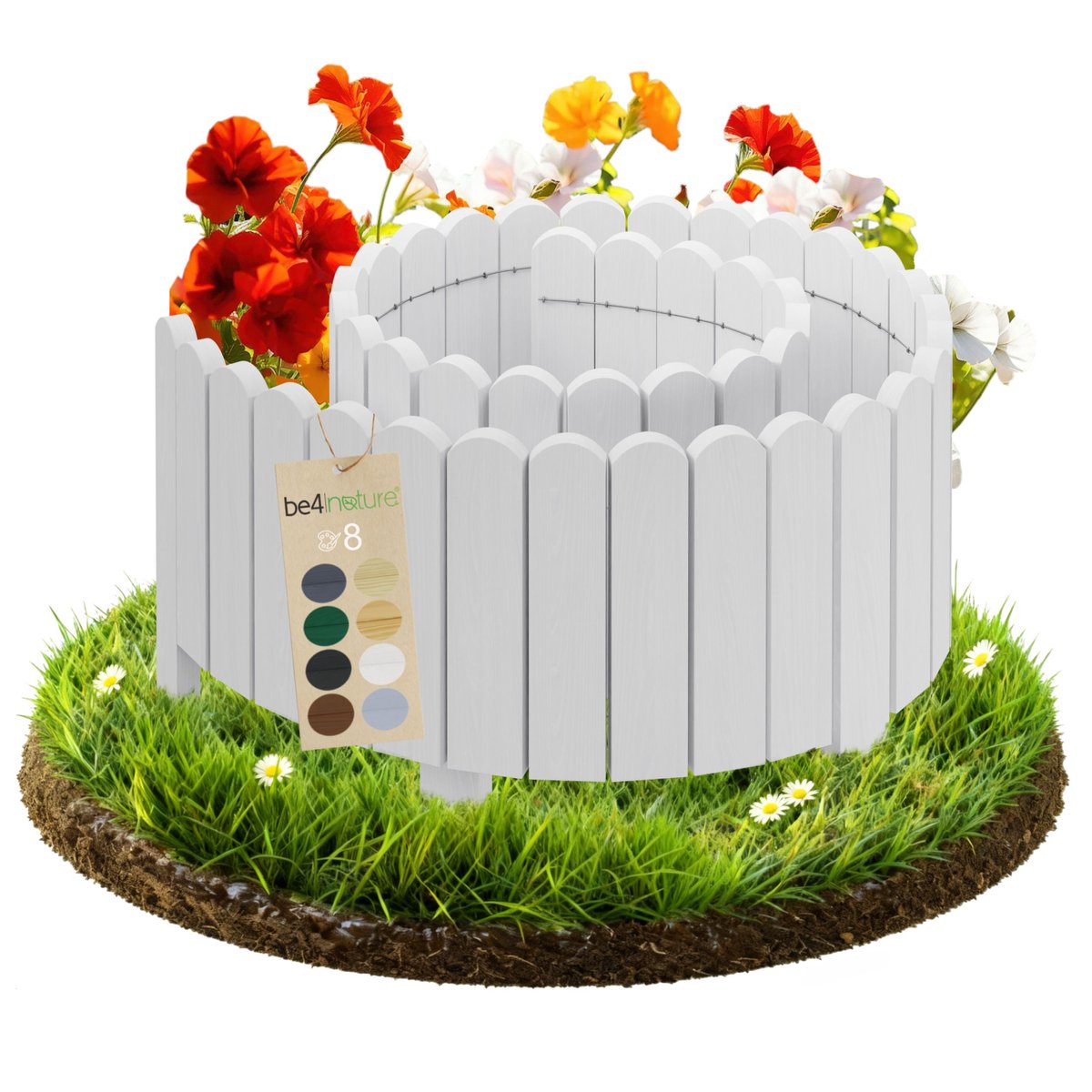 be4nature Flexibele Rolboarder hout 200 x 20 cm Alpine wit Geïmpregneerde Borderrand tuin