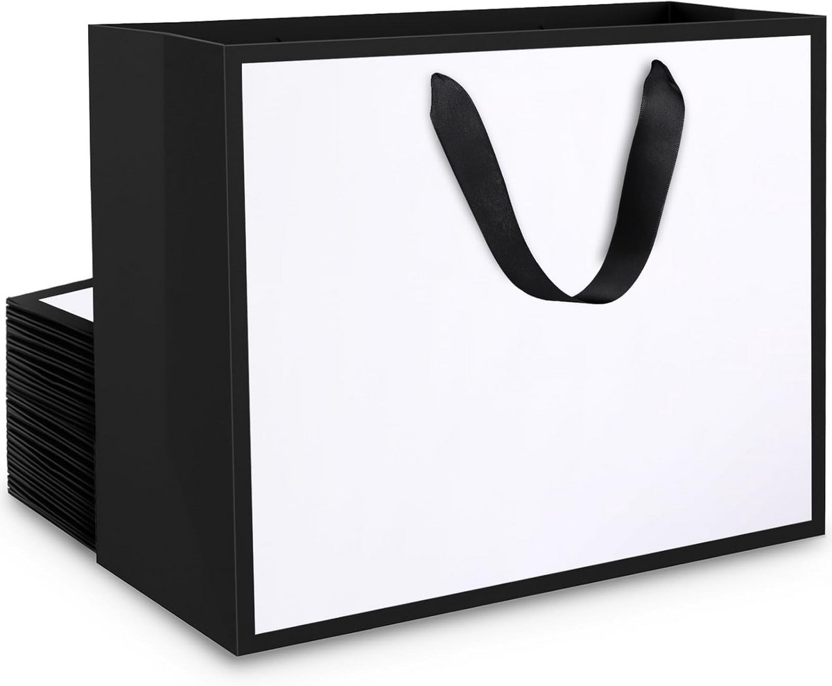 Set van 20 Witte Papieren Cadeauzakken met Handvatten - Luxe en Stevig