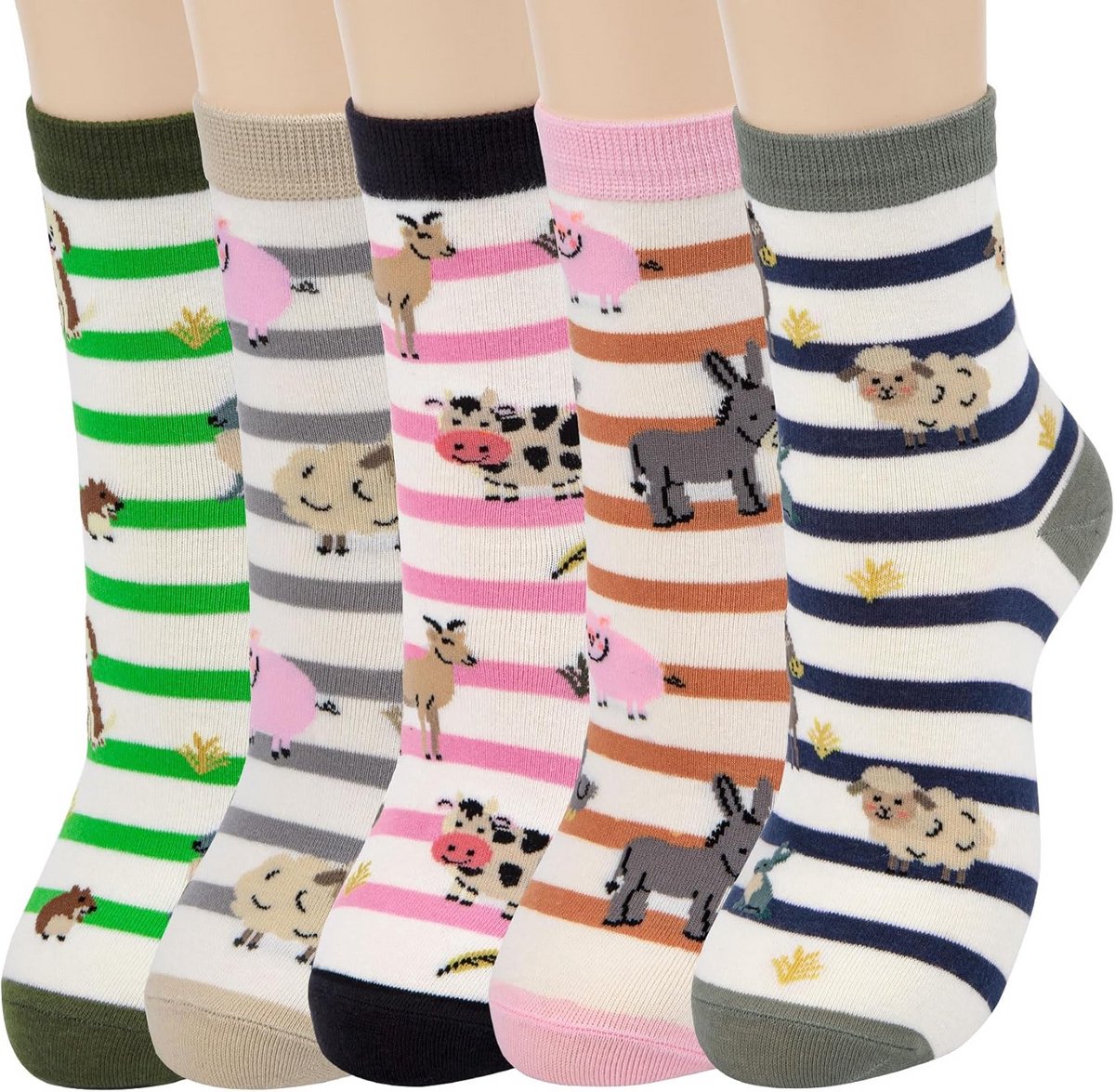 5 Paar Dames Sokken met Schattige Dierenpatronen Katten Honden Katoen One Size