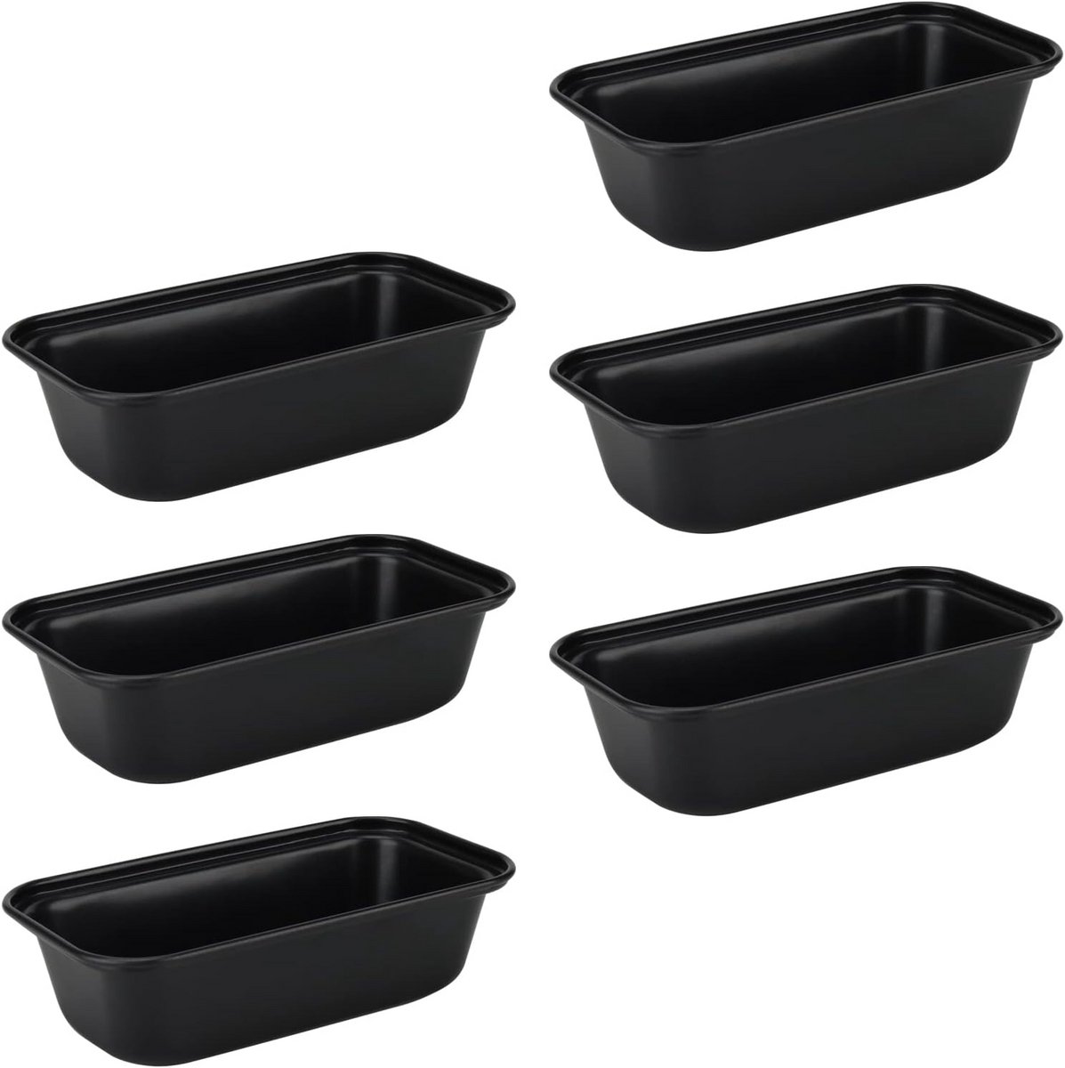 Set van 6 Mini Broodvormen Zwart Koolstofstaal - Non-Stick Kleine Bakpannen