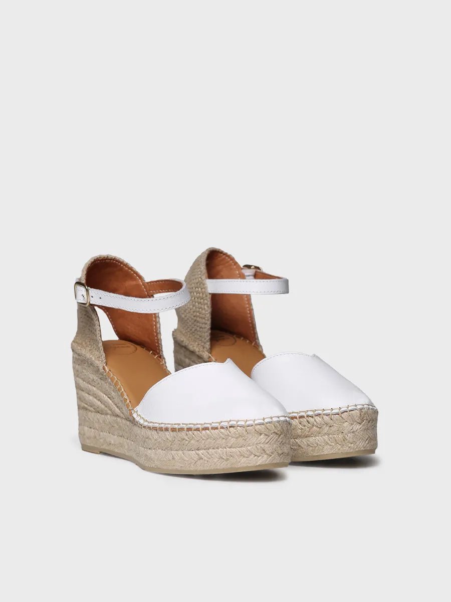 Dames leren espadrille met sleehak | MAGDA-P