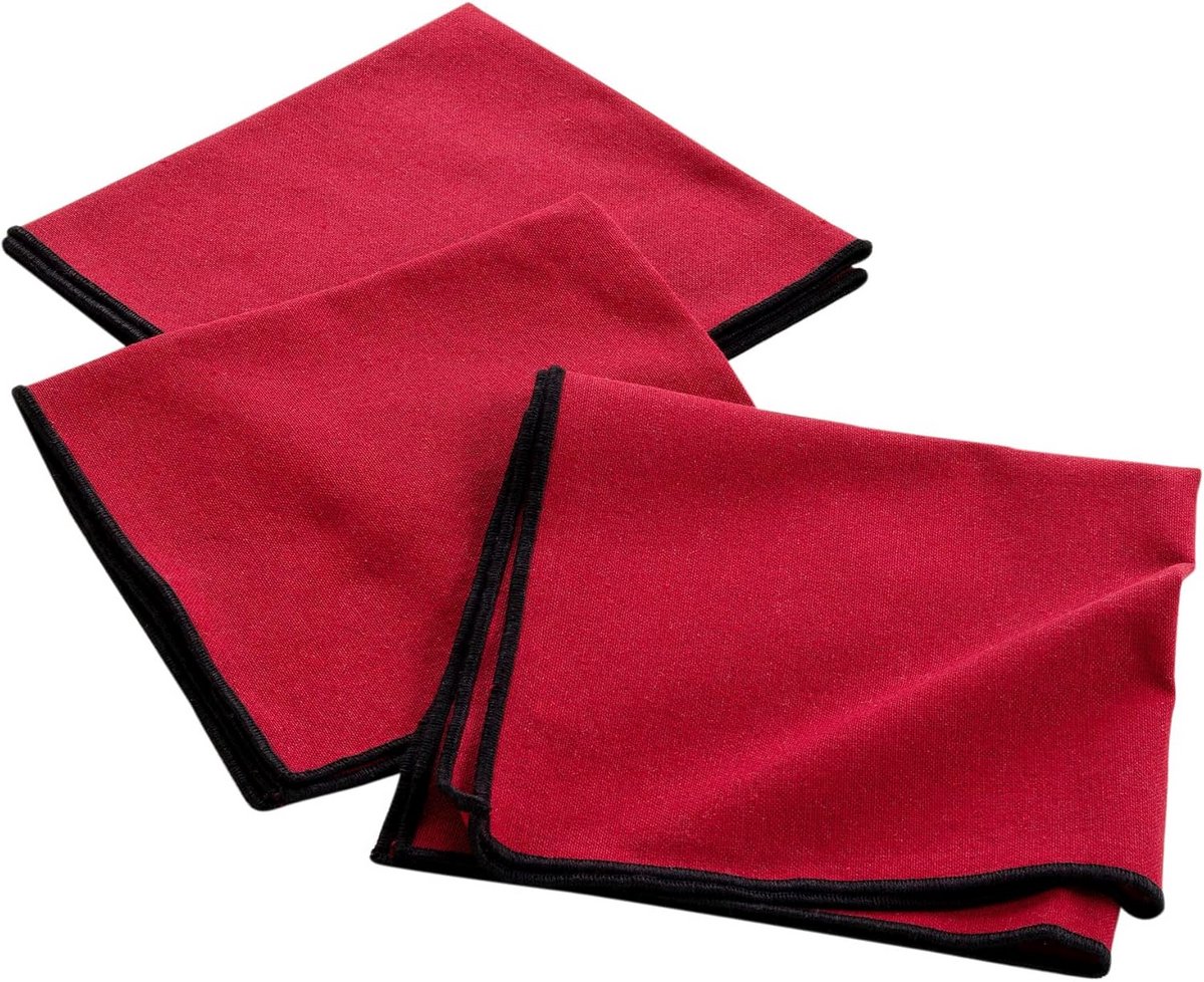 Set van 3 Bordeauxrode Servetten 40x40 cm van Gerecycled Katoen