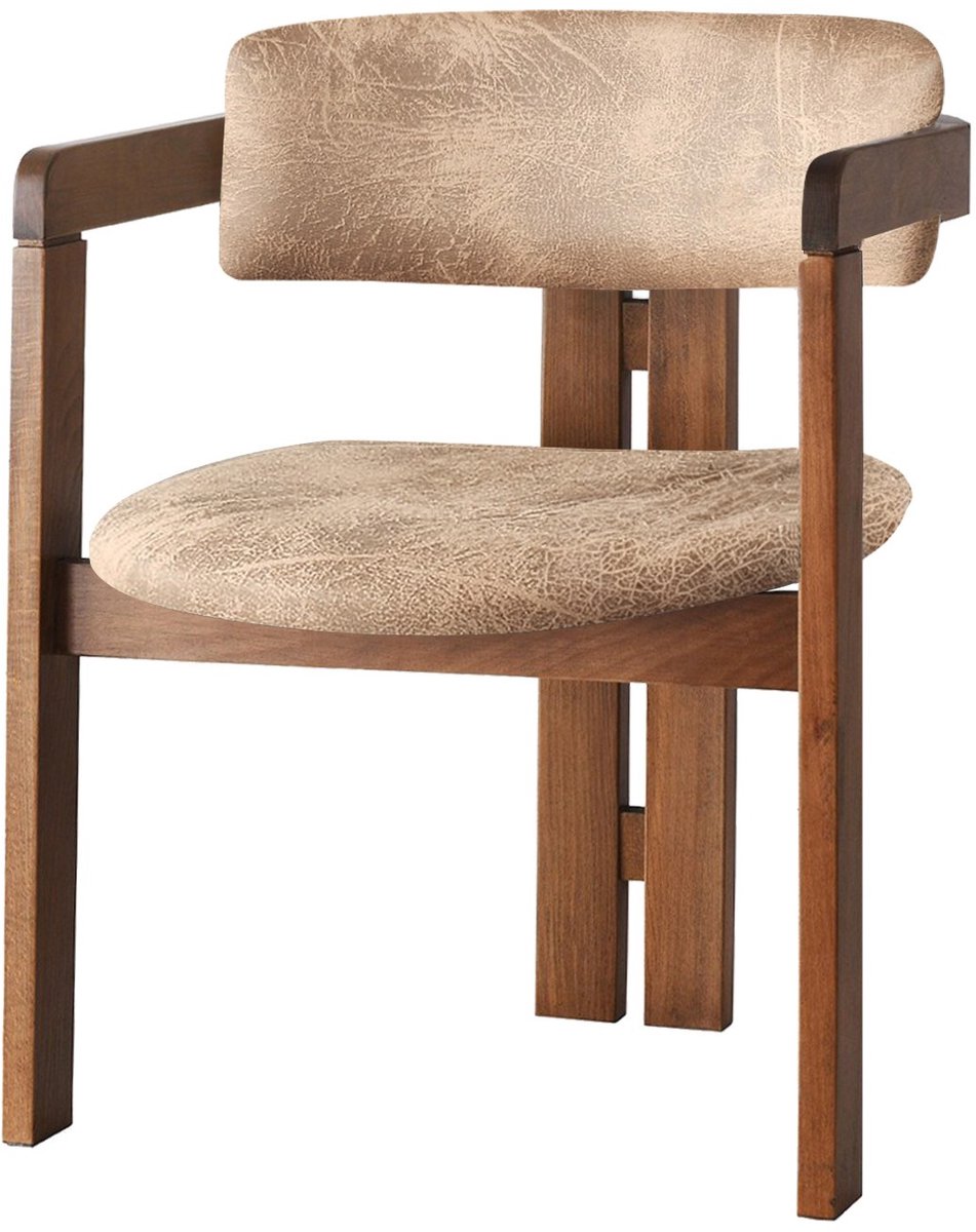 Skye Decor , Stoel, CO - 032, Hout, Walnoot & Beige, 58 x 49 x 76 cm