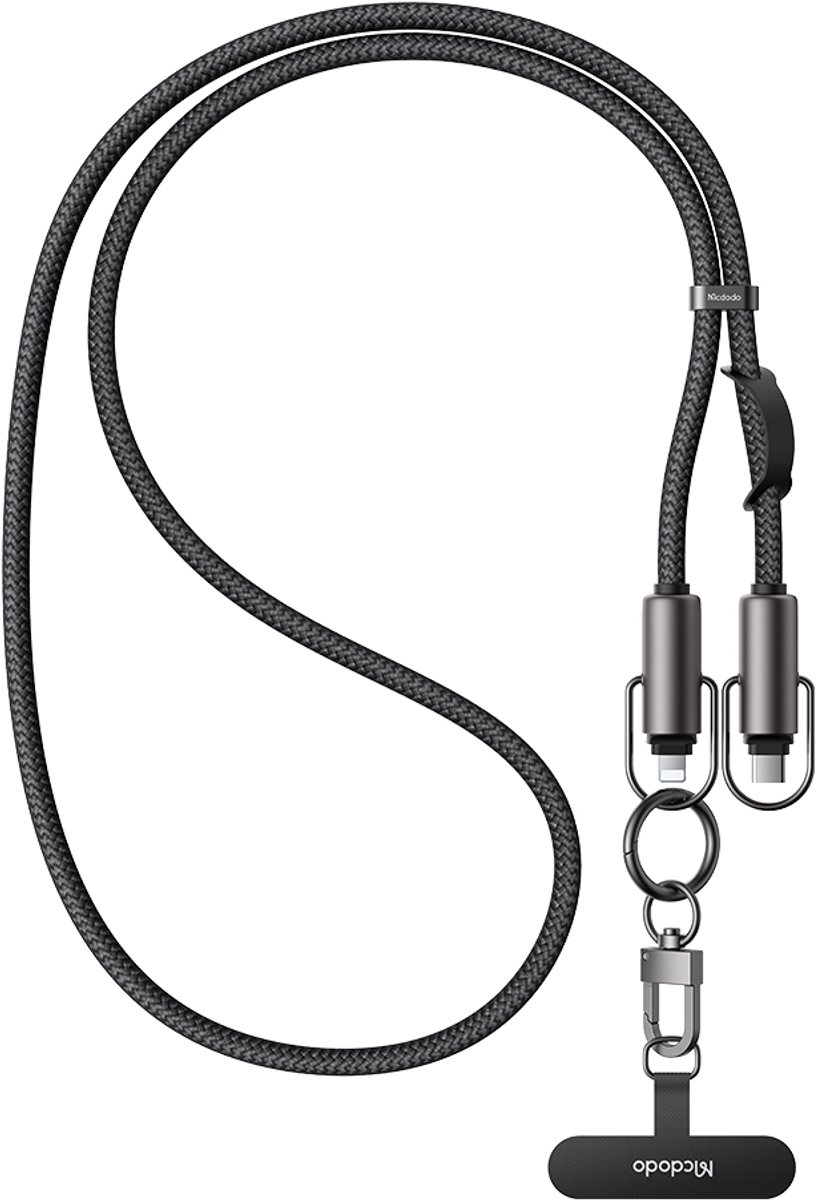 Luxe Telefoonkoord met USB-C naar Lightning Oplaadkabel - 36W Snellader - Crossbody & Verstelbaar - Nylon - Geschikt voor iPhone 11 t/m 14, iPad & AirPods