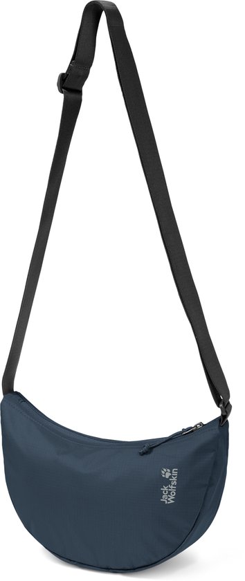 Blauwe heuptas met een zwarte band en het Jack Wolfskin logo.