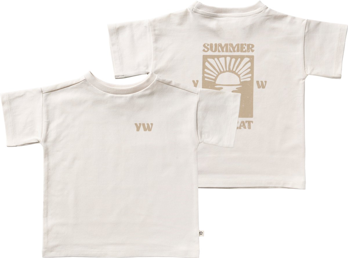 Your Wishes Sunset Wide Tee Polo's & T-shirts Jongens - Polo shirt - Creme - Maat 110