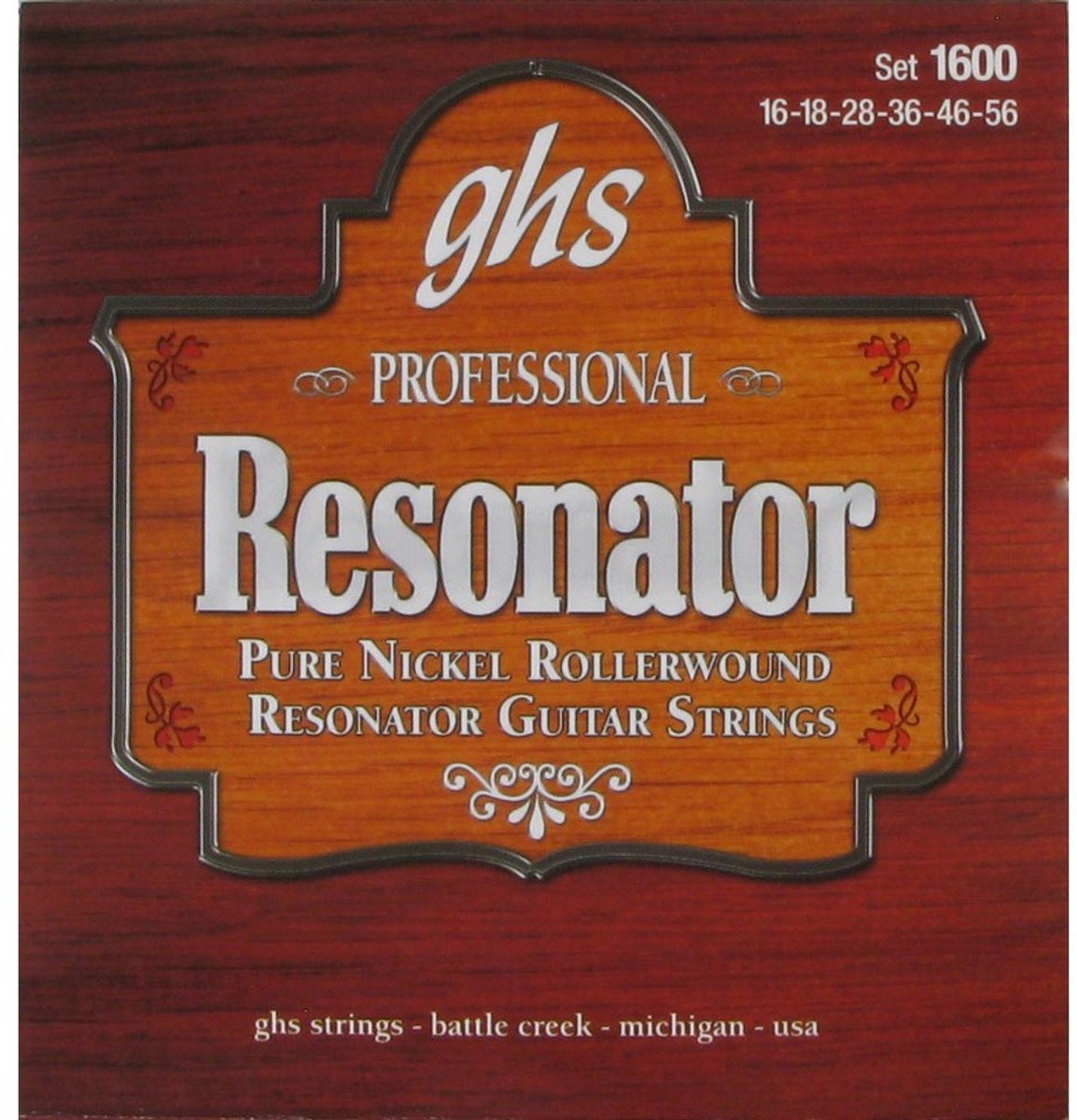 GHS 1600 Pure Nickel Rollerwound snarenset voor resonator gitaar
