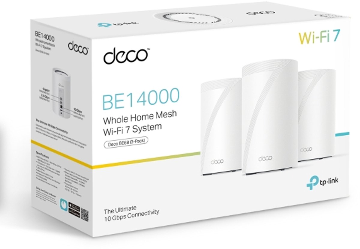 TP-Link Deco BE68 - Mesh Wifi - Wifi Versterker - WiFi 7 - 14000 Mbps - 3-pack – foto 4