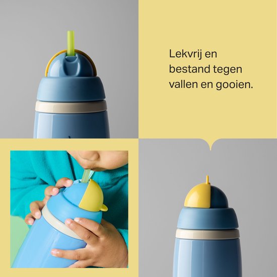 Tommee Tippee geïsoleerde Active rietjesbeker - 2 stuks - 266 ml –lekvrije waterfles voor peuters 12m+ - blauw en geel van Merkloos — afbeelding 5