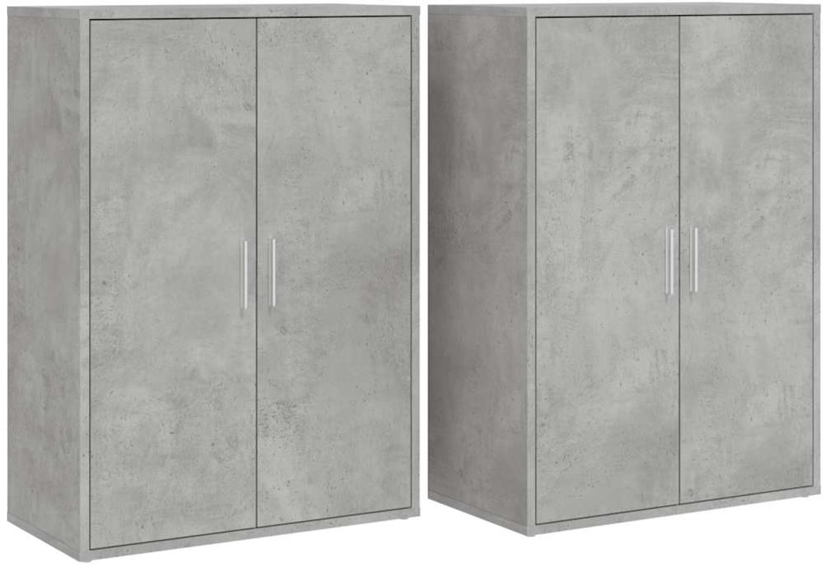 vidaXL - Dressoirs - 2 - st - 60x31x84 - cm - bewerkt - hout - betongrijs