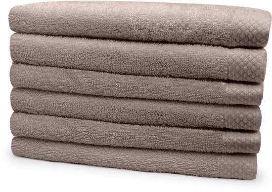 Eleganzzz Handdoeken Set - Set van 6 - Handdoek 60x110cm - 420 gr/m2 - 100% Katoen - taupe