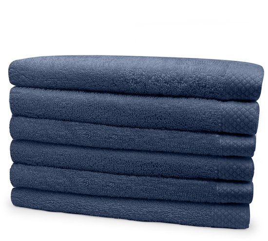 Eleganzzz Handdoeken Set - Set van 6 - Handdoek 60x110cm - 420 gr/m2 - 100% Katoen - ocean blue