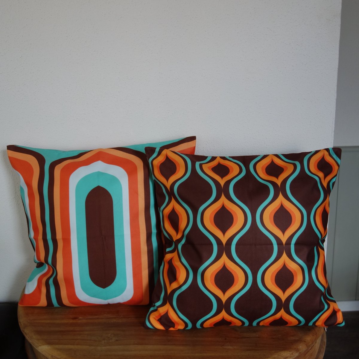 Kussenhoezen - Retro Groovy stijl kussenhoes set van 2 | Formaat 45 x 45 cm - Exclusief binnenkussen