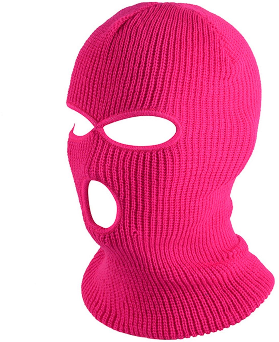 Bivakmuts Gezichtsmasker Balaclava Mask Helmmuts Gebreid Winddicht Wintermasker Ski/Motor/Outdoor masker Nekwarmer/halswarmer Universeel – Jonyx Roze