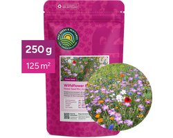 Wildbloemenmengsel - Eén- & meerjarige bloemzaden – Wilde bloemen - 45 bloemsoorten – 250 gram - Voor 125 m² – Aantrekkelijk voor vlinders en bijen