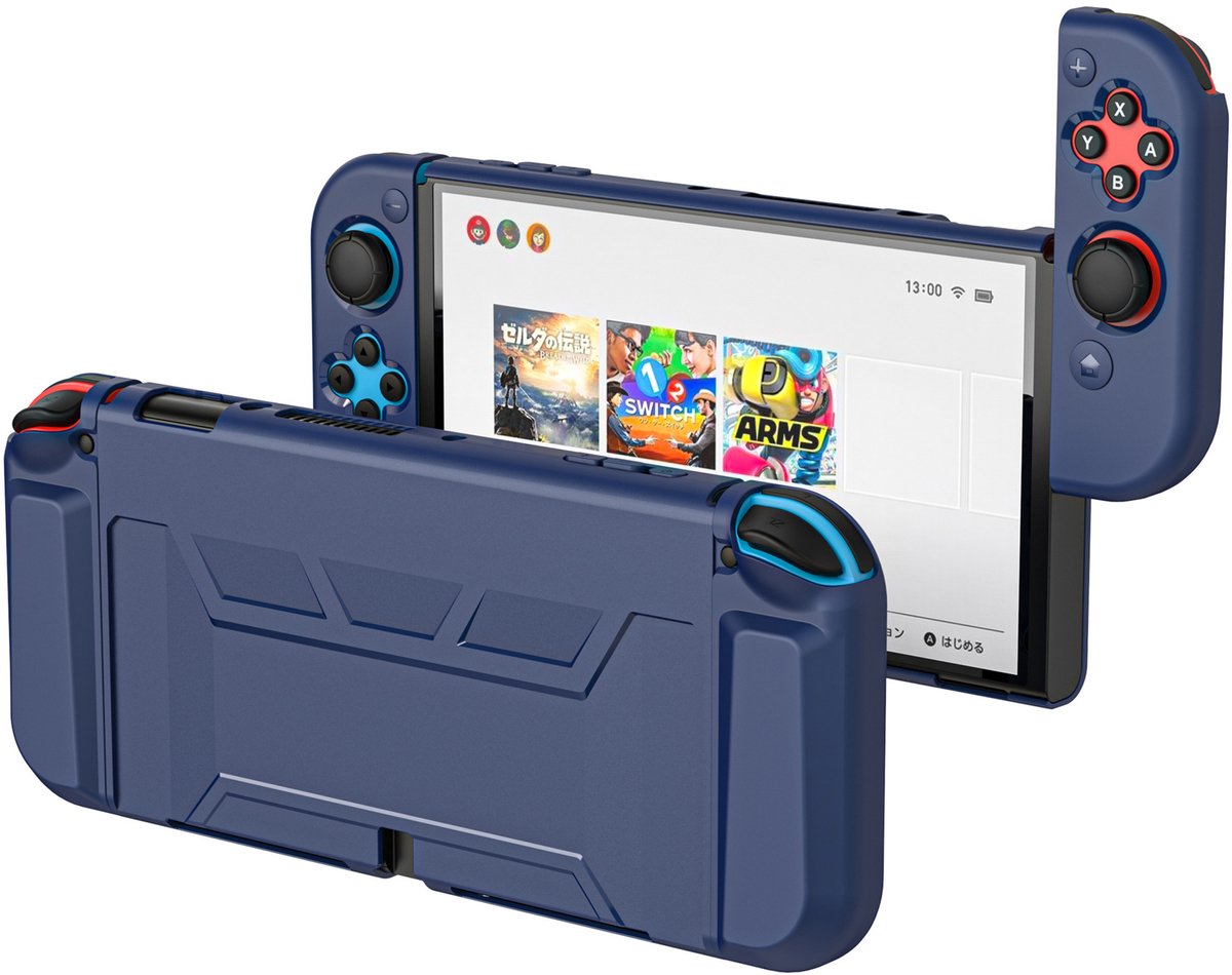 Beschermhoes, Switch OLED-beschermhoes, antislip beschermhoes, geschikt voor Switch OLED-modellen, blauw